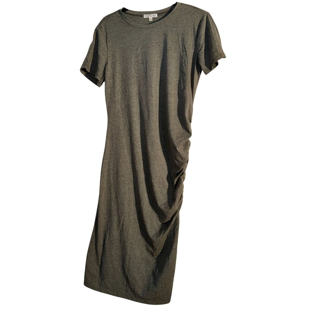 Nine Britton Womens Green Ruched Midi Dress L Polyester Cotton
